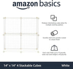 Amazon Basics 4 Cube Wire Grid Storage Organizer, Closet Organizer and Shelves, Stackable, Space-Saving, Easy to Assemble, 14