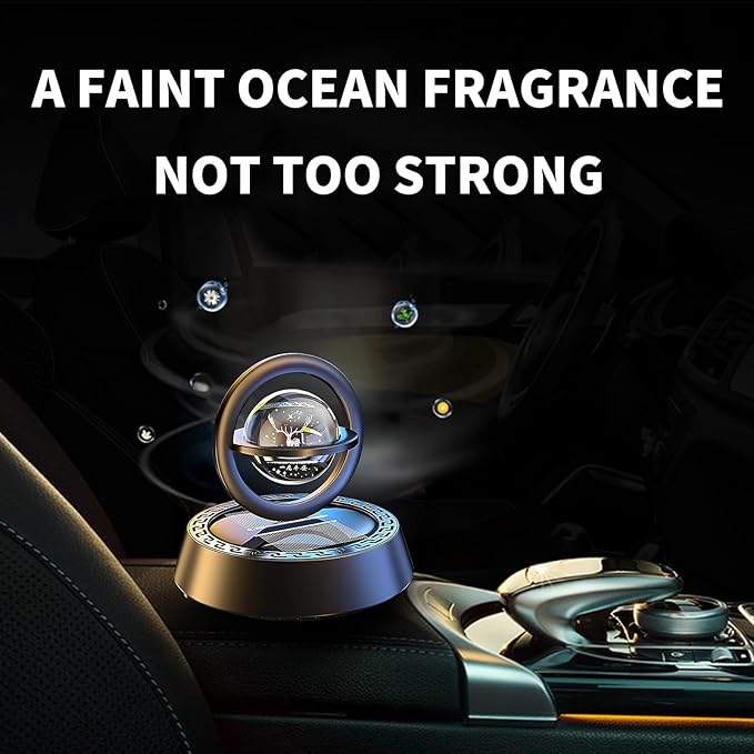 Kwak's Car Air Freshener Solar Energy Rotating Refillable Air Purifier for Car Interior Dashboard Autorotation Decoration Acc