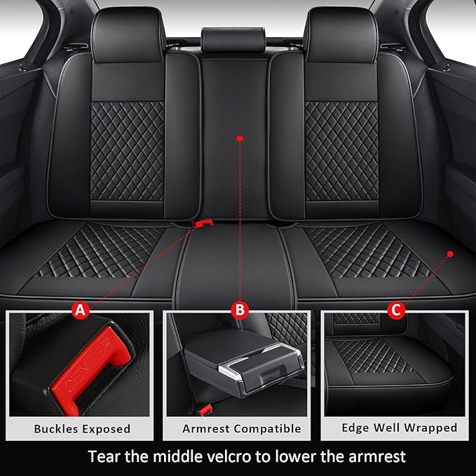 MIROZO Seat Covers Full Coverage,Waterproof Car Seat Covers Full Set Leather Car Seat Protector Automotive Seat Covers Univer