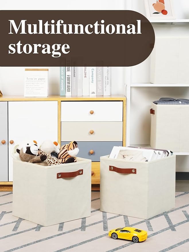 Temary 11x11 Storage Cubes Fabric Cube Storage Bins with Handles Clothes Storage Boxes Baskets for Organizing Home, Shelf, Cl