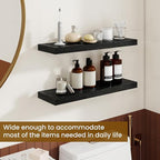 Dreamland 24Inch Floating Shelves for Wall, Rustic Wooden Black Floating Shelves for Bathroom|Bedroom|Kitchen, Deep Wall Moun