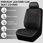 CAR PASS Quilting Faux Leather Seat Covers Full Set, Waterproof Deluxe Premium Seat Cover with 5mm Composite Sponge Inside, A