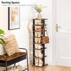 HOOBRO 8 Tiers Vertical Shoe Rack, Wooden Shoe Storage Organizer with Hooks, Narrow Shoe Tower for 8 Pairs, Space Saving, for