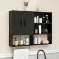 Medicine Cabinet, Wooden Bathroom Wall Cabinet with 2 Doors, Adjustable Shelves & Towel Bar, Over Toilet Storage Cabinet Wall