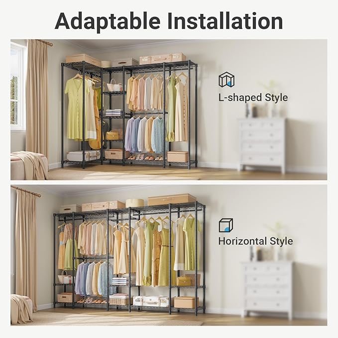 VIPEK V50 Extra Large Closet Rack Heavy Duty Garment Rack Freestanding Wardrobe with Shelves, Portable Metal Clothing Rack fo