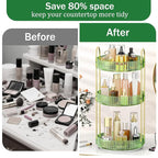 MOKANI 360 Rotating Makeup Organizer for Vanity, 3 Tier Adjustable Perfume Organizer for Dresser, Multi-Function Spinning Cos