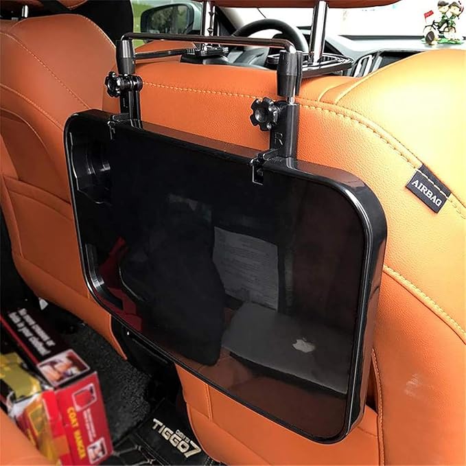 2-in-1 Car Steering Wheel Desk & Back Seat Tray - Adjustable Laptop Stand for Car Office, Eating, Writing - Universal Mobile Workstation for Truck, Van, SUV