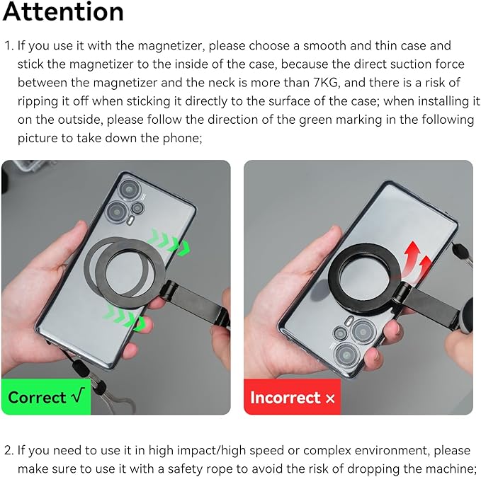TELESIN Magnetic Neck Mount for Phones, Cell Phone Holder Stand Hanging on Neck POV/Vlog Selfie Hand Free Necklace Phone Strap Video Recording for iPhone 16 15 14 13 12 Seires Android Phones (Green)