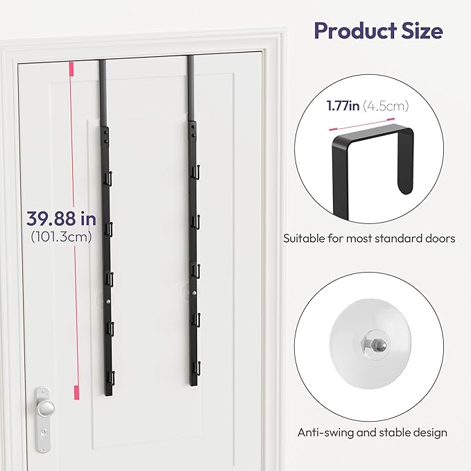 SWTYMIKI Over the Door Purse Organizer - 2 Packs Wall Mounted Purse Rack with 5 Hooks Design, Hanging Handbag Organizer Stora