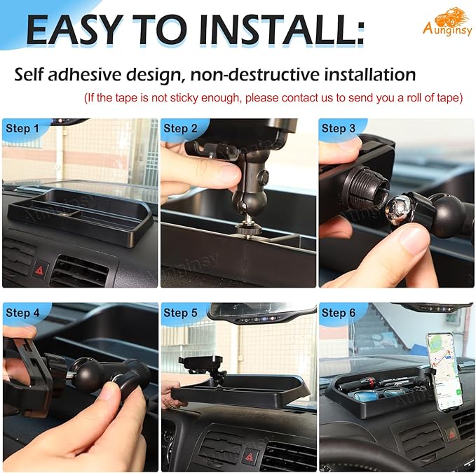 Aunginsy Center Console Dash Storage Tray Compatible with Hummer H3 2005-2009, Car Dashboard Multi-Functional Phone Mount Storage Box Dash Organizer Tray Insert with Mobile Phone Holder Accessories