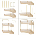 shuang qing 2-Tier Corner Bathroom Counter Organizer – Classic Storage Shelf for Makeup, Perfume & Toiletries, Space-Saving C