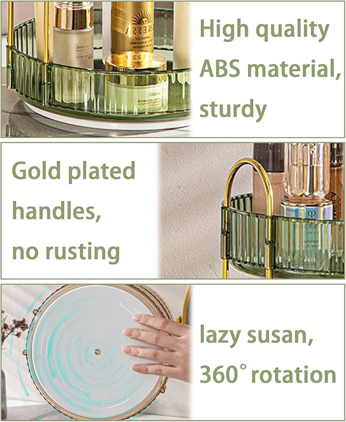 shuang qing Rotating Makeup Organizer for Vanity, High-Capacity Skincare Clear Make Up Storage Perfume Organizers Cosmetic Dr