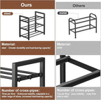3-Tier Expandable Shoe Rack, Adjustable Shoe Shelf Storage Organizer Heavy Duty Metal Free Standing Shoe Rack for Entryway Cl