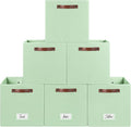 FinishingBo 6-Pack Storage Cubes with Handles & Label Holders Basket, Closet Cube Home Organizer Bins(Green, 13 x 13 x 13 inc