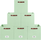 FinishingBo 6-Pack Storage Cubes with Handles & Label Holders Basket, Closet Cube Home Organizer Bins(Green, 13 x 13 x 13 inc