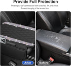 NBTEPEM Bling Car Center Console Cover, Leather Car Arm Rest Cover Cushion with 2 Storage Bags, Universal Auto Armrest Protector Storage Box, Bling Accessories Interior for Most Vehicles (Multicolor)