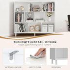 10 Cube Storage Organizer |Wide Bookshelf|3 Shelf Bookcase |Library Bookcase -Cubic Storage Cabinet（Storing Books,Toys & More