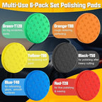 6 Pcs Buffing Polishing Pads, 5.5 Inch Buffing Pads for 5 Inch 125mm Backing Plate Compound Buffing Sponge Pads Cutting Polishing Pad Kit for Car Buffer Polisher Compounding, Polishing & Waxing