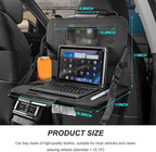Car Steering Wheel Tray, Foldable Car Laptop Desk Eating Food Tray with Transparent Holder & Tissue Box, Adjustable Back Seat Headrest Table for in-Car Dining Working Studying (Black)