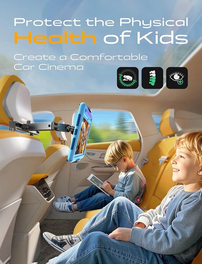 LISEN Car Headrest Tablet Holder - [3 in 1 Extension Arm] Adjustable Tablet Car Mount for Back Seat (4.7-11.9)
