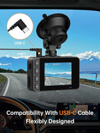 Dash Cam Front and Rear, 2.5K+1080P Dual Dash Camera for Cars, 2’’ Display Mini Car Camera, G-Sensor Dashcam, Night Vision, 2