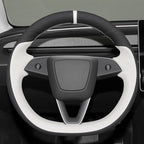 MEWANT DIY Stitching Real Leather Steering Wheel Cover Wrap for Tesla Model 3 Highland 2023-2025/Model Y 2025 Highland for Tesla Model 3/Model Y Accessories(3D Style)