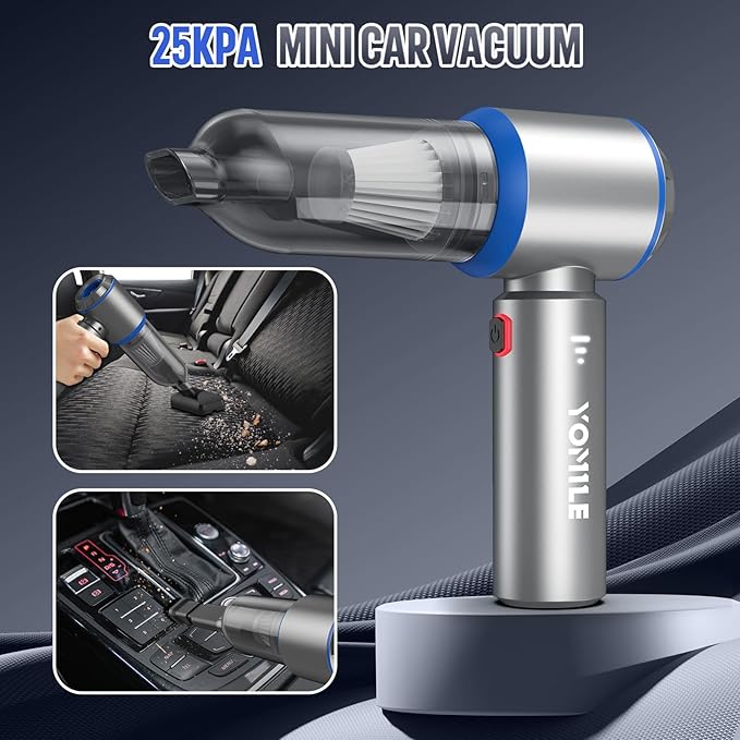 Mini Vacuum Cleaner, 2 in 1 27000PA Brushless Car Vacuum &250000RPM Air Duster 9000mAh Battery Air Blower Wireless Handheld V