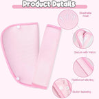 Kids Seat Belt Cover Pads, Universal Seat Belt Adjuster for Kids, HNHUAMING Kid's Shoulder & Belly Protective Padding for Travel, Soft Breathable Car Seat Straps Pads for Children, Pink