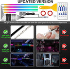 Dreamcolor Acrylic Interior Car LED Strip Light with USB/Type C, 10 in 1 with 175 inches 600 LEDs Ambient Lighting Kits, Sound Active Function Neon Accessories