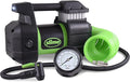 Slime 40031 Tire Inflator, Portable Car, SUV, 4x4 Air Compressor, Pro Power, Heavy Duty, with Analog 150 psi Dial Gauge, Long Hose and LED Light, 12V, 3 min inflation