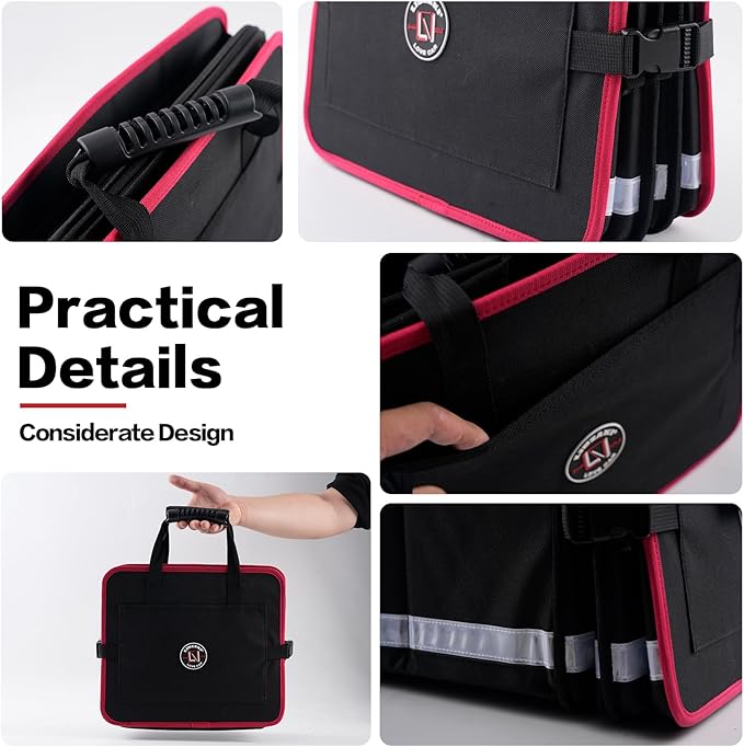 LIBZAKI Car Trunk Organizer,3 Compartments Big Trunk Storage, Large Capacity, Foldable, 95L Heavy Duty Storage Box for Car,
