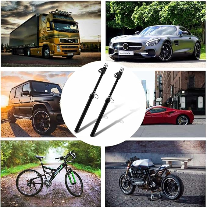 Tire Pressure Gauge Heavy Duty Dual Head Truck Tire Gauge Solid Brass Body Black Painting, Aluminum Slide, with Hook, Range 10-150psi for Bike Car SUV Vehicle Tester 2PCS