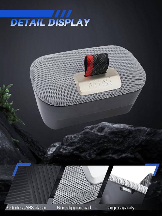 for Mini Cooper Center Console Organizer 2025 2026 Mini Cooper [F65 F66 Gas Version Only] Accessories Armrest Tray Middle Storage Box Insert Container Durable ABS Plastic-Grey