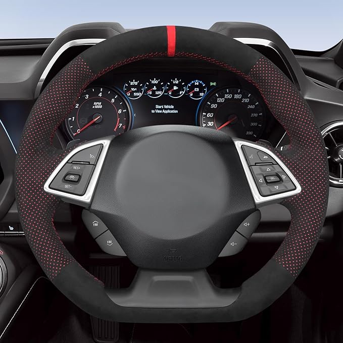 MEWANT Hand Stitch Car Steering Wheel Protector Wrap Cover for Chevrolet Camaro 2017-2022 Steering Wheel Accessories