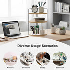 Corner Bathroom Counter Organizer Countertop Brown, 3-Tier Corner Shelf Wood Vanity Tray Easy Assembly Space Saving Shelf for