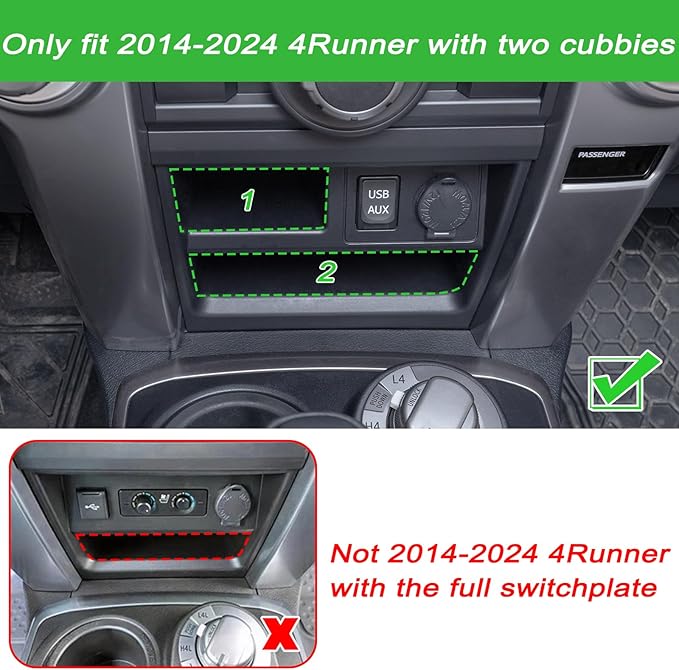 JKCOVER Upgrade 2PCS Center Console Storage Drawer Compatible with Toyota 4Runner 2014-2022 2023 2024 Accessories Cubbies Organizer Extra Storage(ABS Plastic)