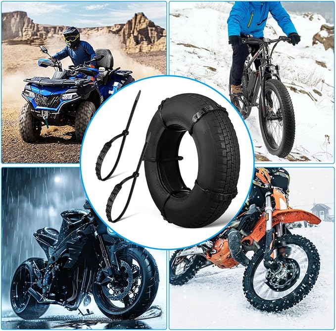 OUNONA Motorcycle Tire Chains 20 Pcs Universal Anti-Slip Snow Chains Snow Cable for Motor Bike Tires for Winter Ice Traction 