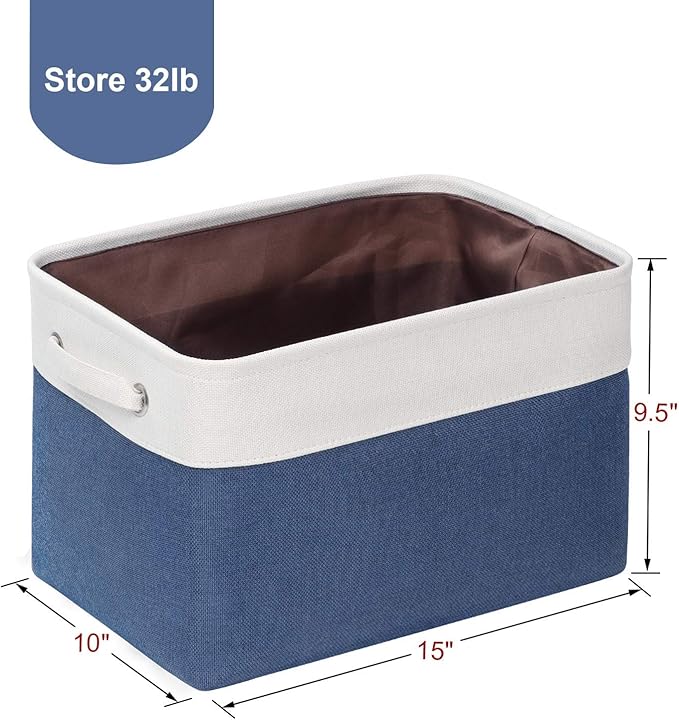 Kntiwiwo Foldable Storage Bin Collapsible Fabric Storage Basket Cube with Durable Handles Closet Organizer Bins for Organizin