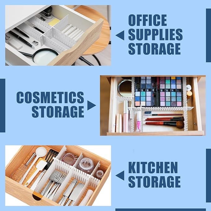 Blosssound 15 Pcs 5.12 Tall Drawer Divider Adjustable Drawer Organizer DIY Ultra Deep Storage Organizer Separator with Fixed 