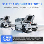 Heavy Duty Jumper Cables, 0 Gauge 30 Feet 1000Amp Automotive Booster Cables for 12V & 24V Cars, SUVs and Trucks, Jumper Cables Kit with Carry Bag (0AWG x 30Ft)