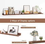 Floating Picture Ledge Shelves for Wall Set of 2, 55 Inches Picture Shelf with Ledge, Nursery Book Shelf for Toys Storage Kid