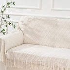 BATTILO HOME Cream Throw Blanket for Couch, Boho Bedroom Decor Throws, Decorative White Throw for Sofa Living Room, 50"x60"