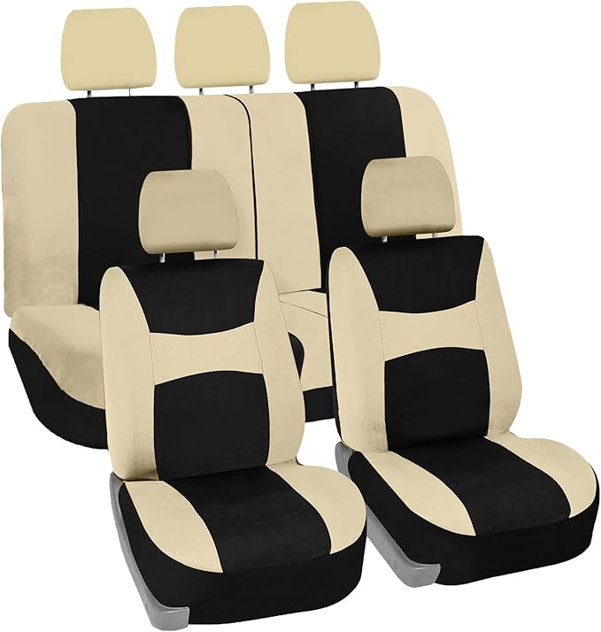 FH Group Car Seat Covers Full Set Cloth - Universal Fit, Automotive Seat Covers, Low Back Front Seat Covers, Airbag Compatibl