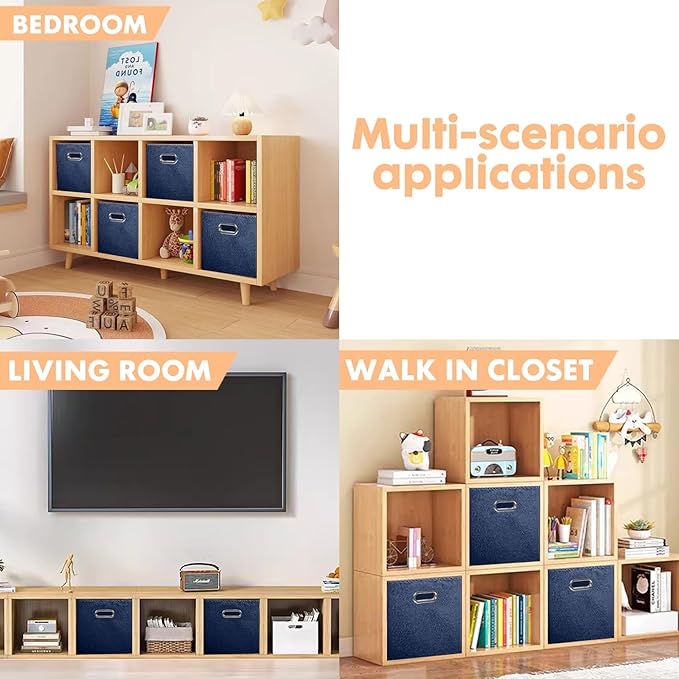 ShellKingdom Storage Bins, Foldable Fabric Storage Cubes And Cloth Storage Organizer Drawer with Metal Handle For Closet And 