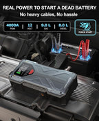 Car Battery Jump Starter with Air Compressor Portable, 150PSI 4000A Jump Starter Jumper Box for Car Battery Portable Jumper