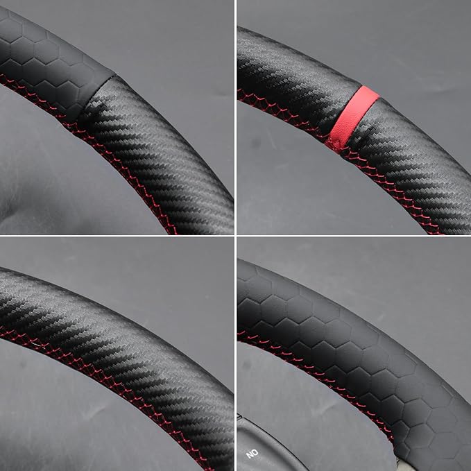 MEWANT Hand Sewn Steering Wheel Cover Wrap for Ford Mustang 1994-2004 Steering Wheel Accessories for Ford Mustang 1994-2004