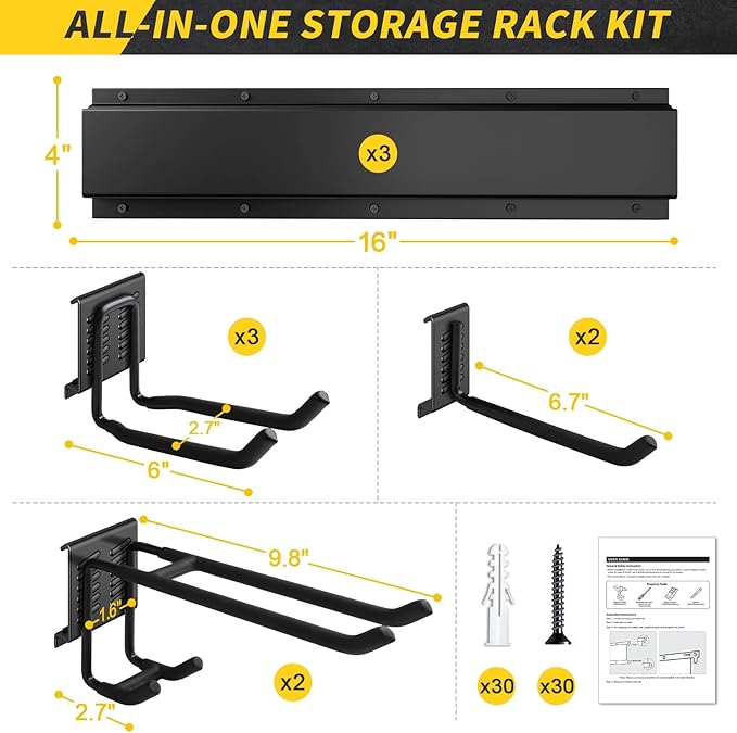 UUP 48" Garage Tool Organizer Wall Mount, 440lbs Garden Garage Storage Garage Organization with Adjustable Heavy Duty Hanging