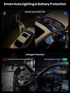 Car LED Lights Interior, 16M Colors APP & CarPlay Control, Music Sync, Auto-On/Off，Voltage Protection, Brightness Dimmer 12V DC LED Strip Lights for Car, Truck, SUV (Colorful 4.9ft)