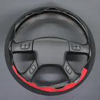 MEWANT Hand Stitched Steering Wheel Cover for Chevy Silverado 1500 2003-2006 Black Red Athsuede Steering Wheel Wrap