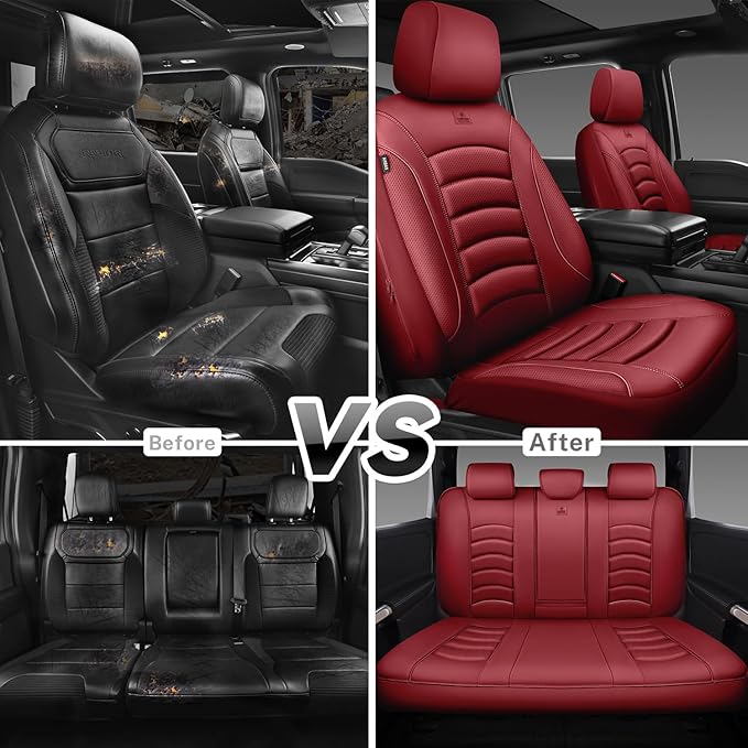 CAR PASS 3D Foam PU Leather Car Seat Covers, Universal Seat Covers Full Sets for Trucks SUV Sedan Automotive Seat Covers Armr